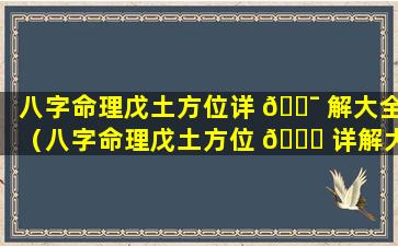 八字命理戊土方位详 🐯 解大全（八字命理戊土方位 🐅 详解大全图）